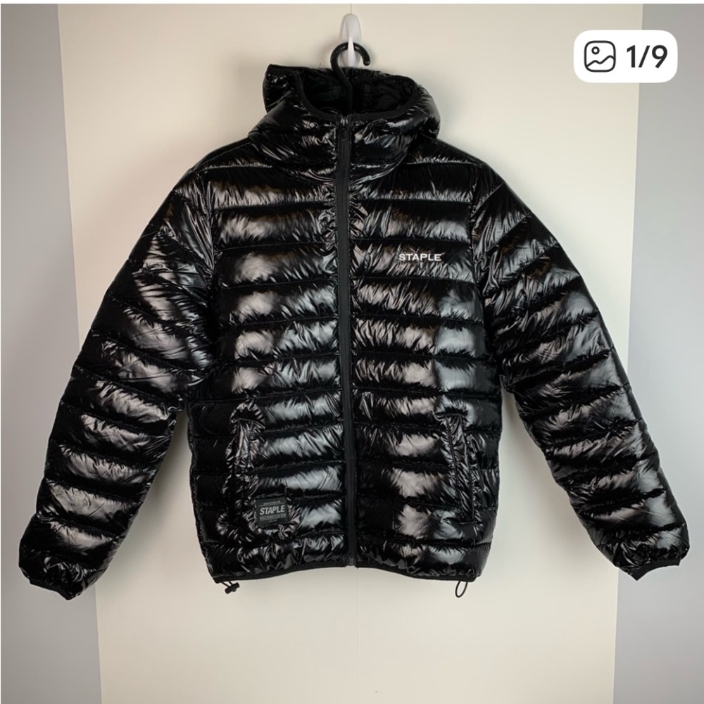 New without tags Staple  Men’s Shinny Black Puffer Winter Jacket Streetwear XL